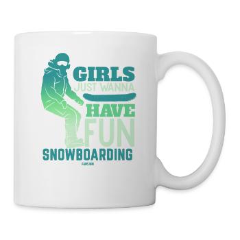 Winter Alps sister snowboarding - Mug - white - Right
