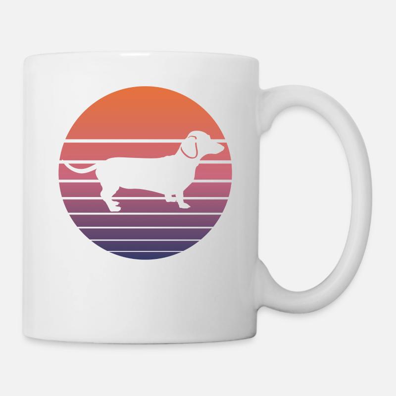 Dackelhund Dackel Hund Dackelwelpe Geschenk Retro - Tasse - Weiß