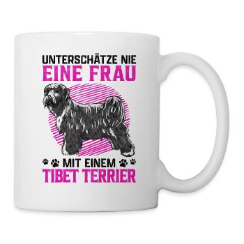 Frau mit Tibet Terrier Hütehund Spruch - Tasse - Weiß - Rechts