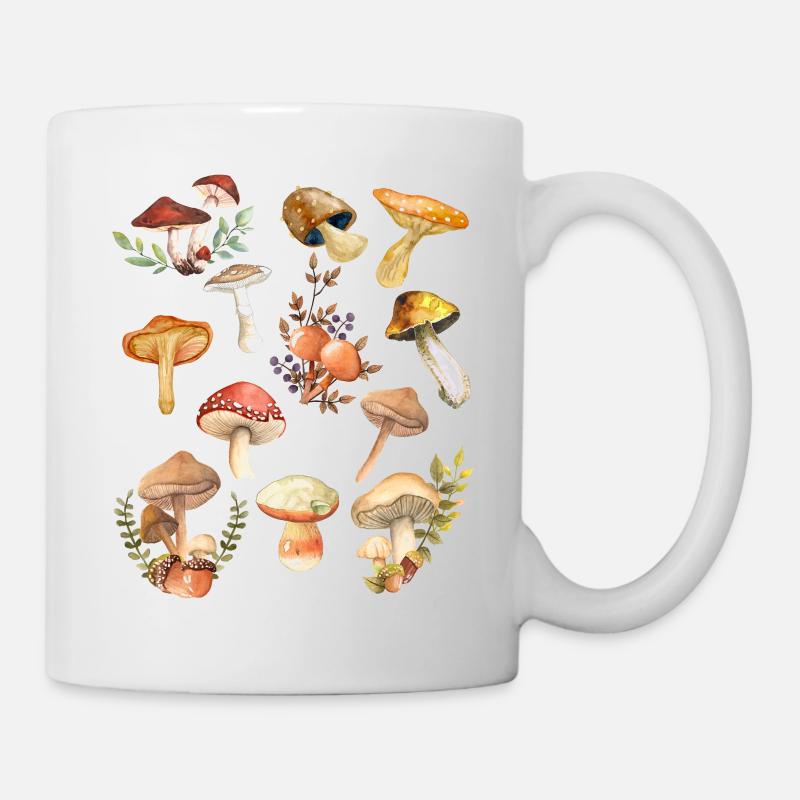 Champignons Champignons Cueeil botanique Nature forêt - Mug blanc - blanc