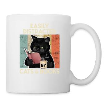 Easily Distracted by cats and books cadeau chat - Mug blanc - blanc - Droite