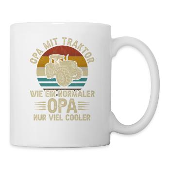 Opa mit Traktor Rentner Traktorfahrer Landwirt - Tasse - Weiß - Rechts