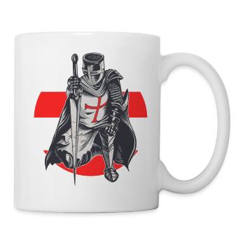 Knight Red White Templer order medieval armor - Mug - white - Right