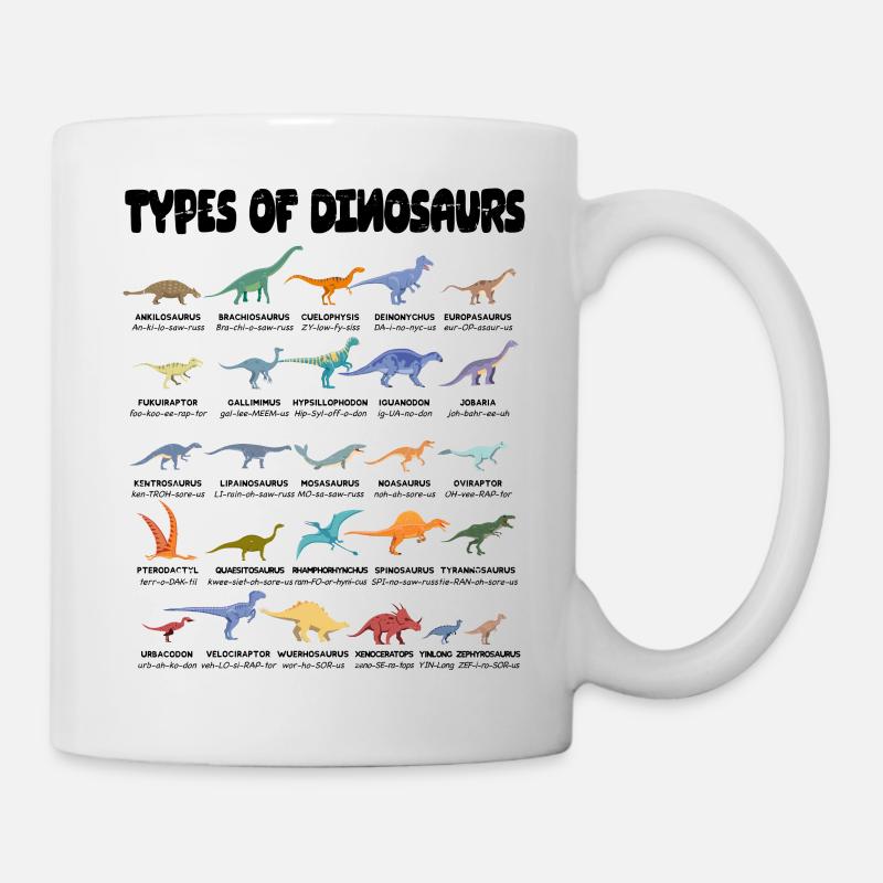 Types Of Dinosaurs Dino Identification - Cute - Tasse - Weiß
