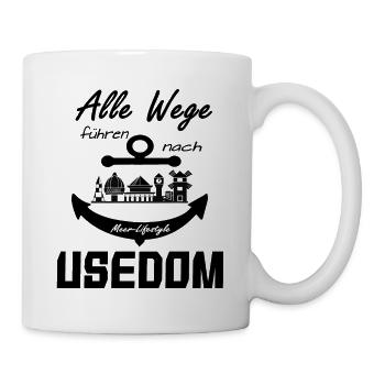 Alle Wege führen nach Usedom - Tasse - Weiß - Rechts