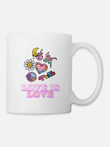Love is Love LGBT Pride Month Heart Pride Peace Da - Mug - white
