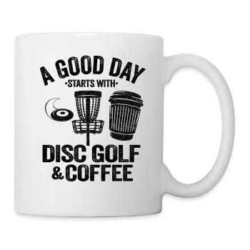 Café & Disc Golf Jour cadeau sort Disc Golfer - Mug blanc - blanc - Droite