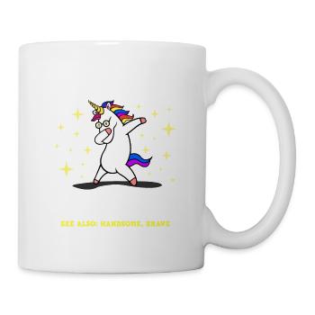 Papacorn - Papa Einhorn Fußball Dabbing Einhorn - Tasse - Weiß - Rechts