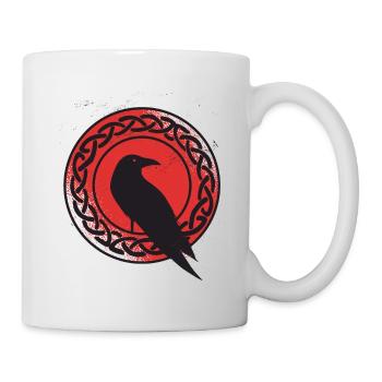 Wikinger Odin Rabe Nordische Mythologie Midgard - Tasse - Weiß - Rechts