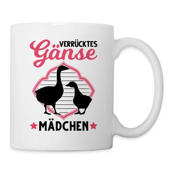 Verrücktes Gänse Mädchen Gans Gänsezüchterin - Tasse - Weiß - Rechts