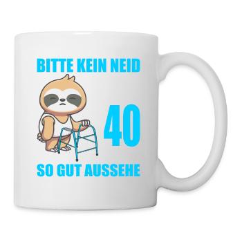 40. Geburtstag 40 Jahre Faultier Faultiere - Tasse - Weiß - Rechts