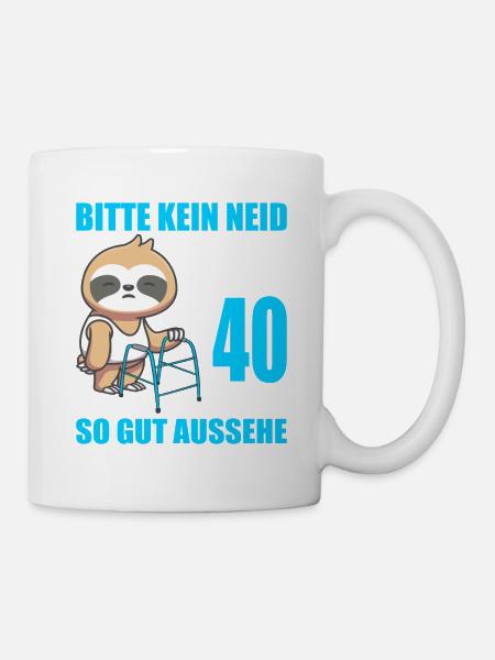 40. Geburtstag 40 Jahre Faultier Faultiere - Tasse - Weiß