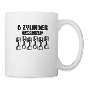 6 Zylinder handgerissen Autotuning Motor Shirt - Tasse - Weiß - Rechts