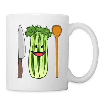 Celery vegetables celery celery kitchen knife chef - Mug - white - Right