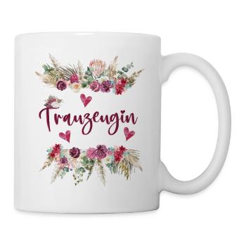 Trauzeugin, Hochzeit, Freundin, Liebe, Geschenk - Tasse - Weiß - Rechts
