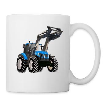 Tracteur bleu avec chargeuse frontale - Mug blanc - blanc - Droite
