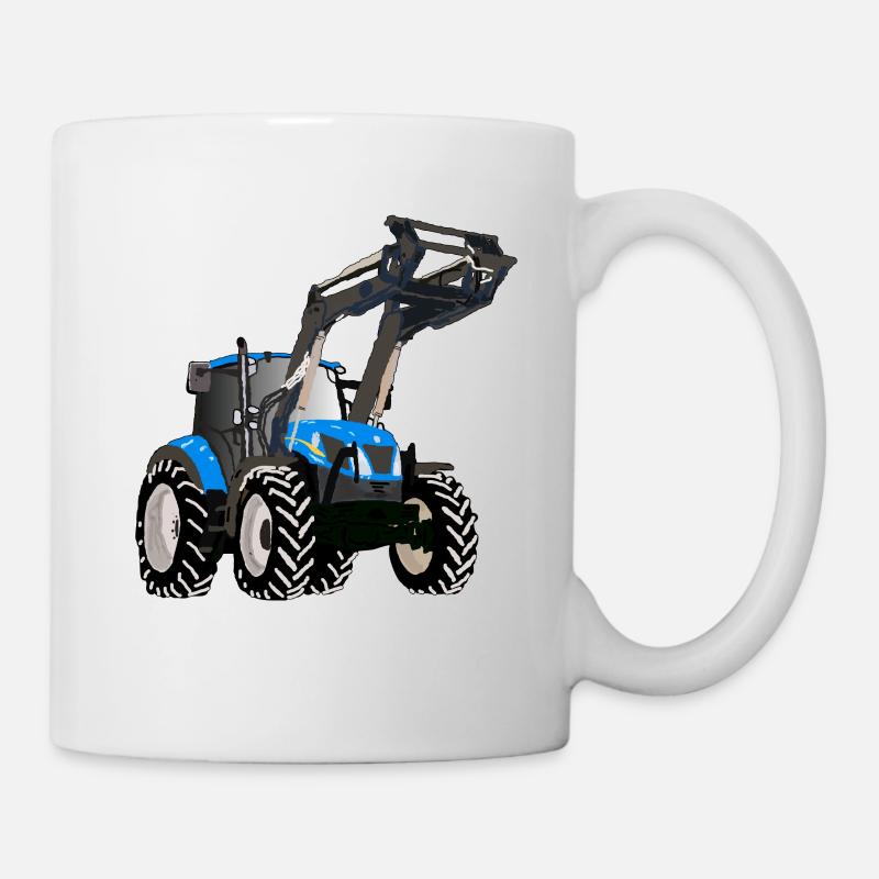 Blauer Traktor mit Frontlader - Tasse - Weiß
