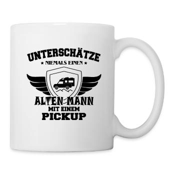Unterschätze Niemals Mann Mit Pickup Camper - Tasse - Weiß - Rechts