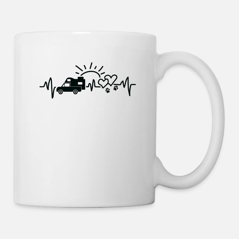Pickup cabine de camping battement de coeur avec chien - Mug blanc - blanc