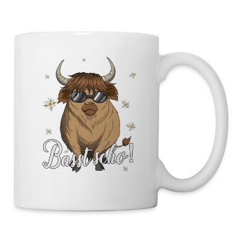 Basst scho Schottische Hochlandrinder Kuh Dialekt - Tasse - Weiß - Rechts