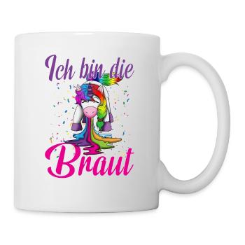 Ich bin die Braut Fabel Einhorn Hochzeit Party Fan - Tasse - Weiß - Rechts