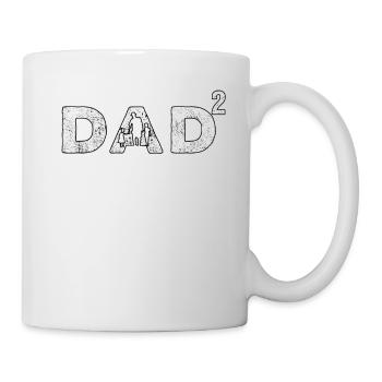 Papa Sprüche Dad hoch 2 Zwillinge zweifacher Vater - Tasse - Weiß - Rechts