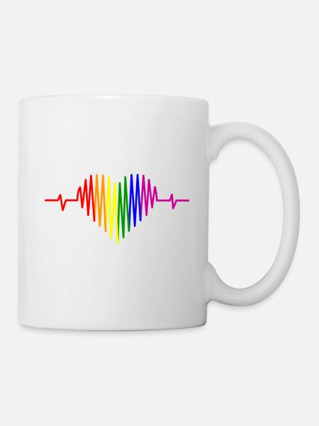 LGBT Battements de coeur Arc-en-ciel LGBT Pride Gay Pride - Mug blanc - blanc