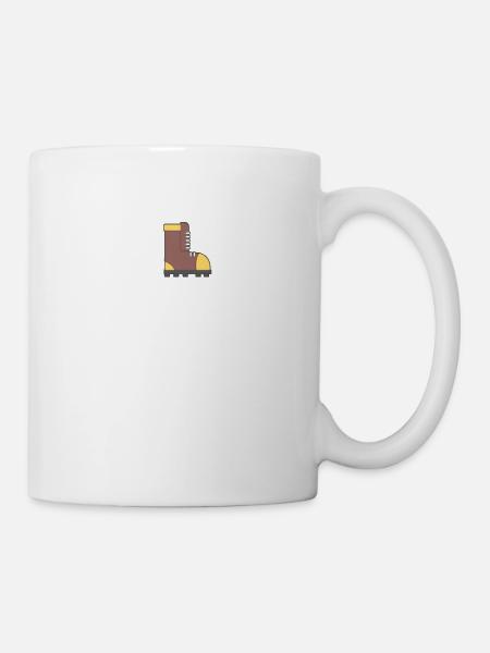 Herzschlag und Wanderschuhe - Tasse - Weiß