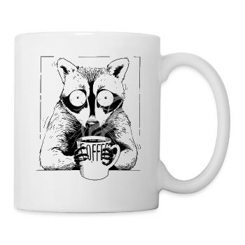 Waschbär auf Kaffee - Tasse - Weiß - Rechts