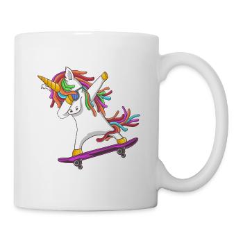 Skateboarder Licorne Dabbing Dab fille patineur - Mug blanc - blanc - Droite