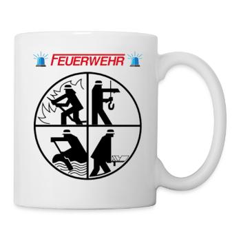 Feuerwehr Logo "retten löschen bergen schützen" - Tasse - Weiß - Rechts