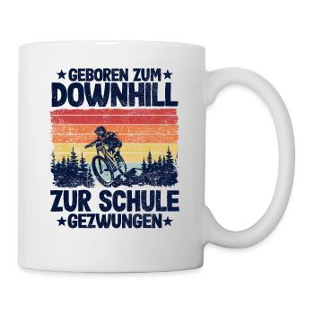 Downhill Spruch Schule MTB Mountainbiker Kinder - Tasse - Weiß - Rechts
