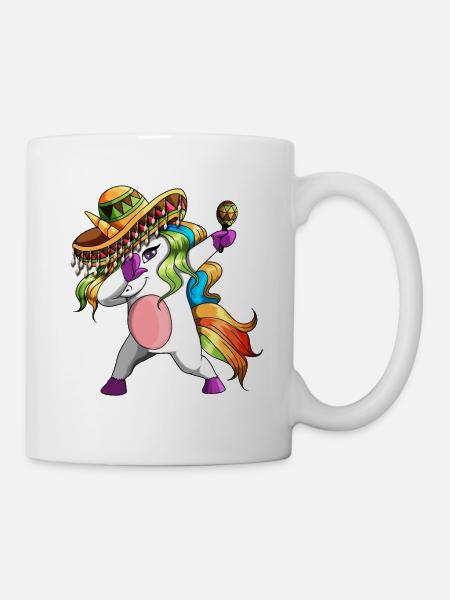 Einhorn mit Sombrero und Rassel Unicorn Fiesta - Tasse - Weiß