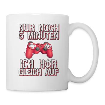 Lustige Gamer Zocker Sprüche Nur noch 5 Minuten - Tasse - Weiß - Rechts