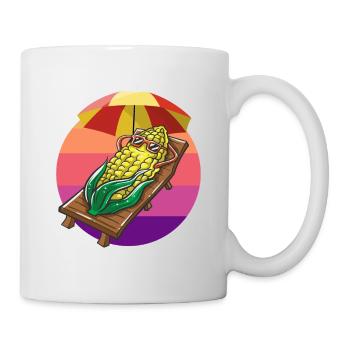 Witziger Maiskolben mit Sonnenbrille Mais Sonnen - Tasse - Weiß - Rechts