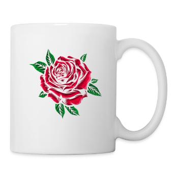 Rosen-Motiv Rote Rose Blumen Valentinstag - Tasse - Weiß - Rechts