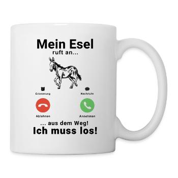 Mein Esel ruft an Maultier Landwirt Bauer Muli - Tasse - Weiß - Rechts