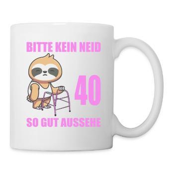 40. Geburtstag 40 Jahre Faultier Faultiere - Tasse - Weiß - Rechts