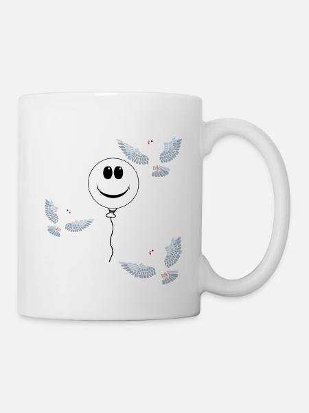 Himmlisch Luftballon Friedenstauben Tauben Frieden - Tasse - Weiß