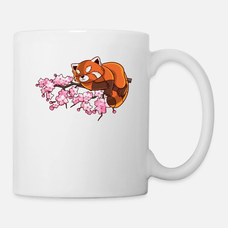 Niedlicher Japanisches Red Panda Kirschblütenbaum - Tasse - Weiß