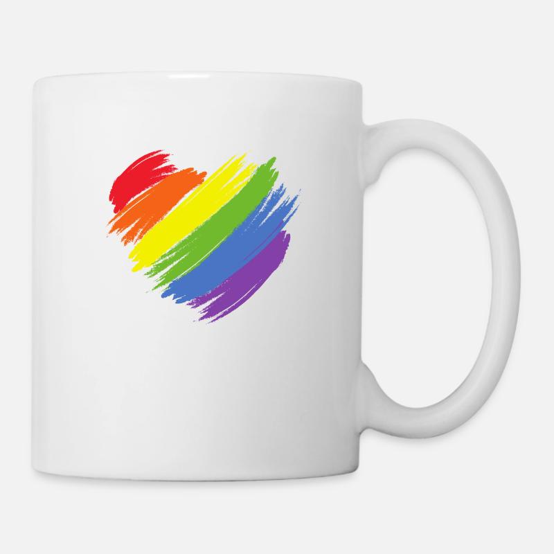 Regenbogen Herz LGBT CSD Love - Tasse - Weiß