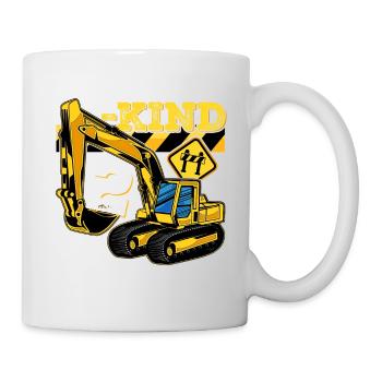 Bagger Baustelle Geburtstag 2 Jahre Geschenk Bau - Tasse - Weiß - Rechts