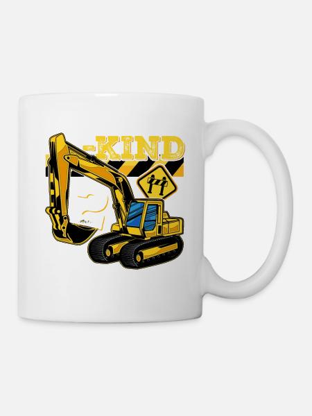 Bagger Baustelle Geburtstag 2 Jahre Geschenk Bau - Tasse - Weiß