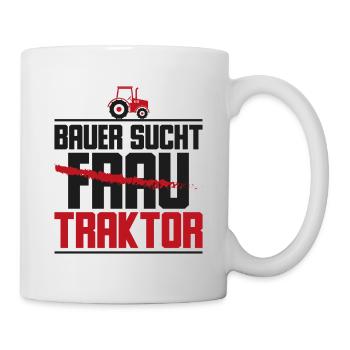 Bauer sucht traktor Geschenk Tierliebhaber - Tasse - Weiß - Rechts