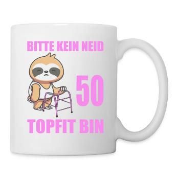50. Geburtstag 50 Jahre Faultier Faultiere - Tasse - Weiß - Rechts