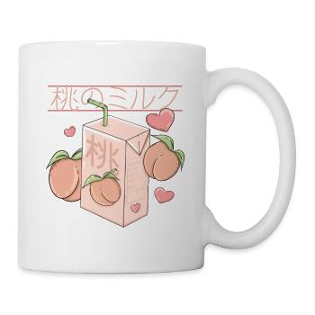 Japanischer Pfirsich Saft retro Anime Design - Tasse - Weiß - Rechts