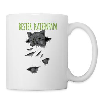 Bester Katzenpapa Katzenbesitzer Haustier Katzen - Tasse - Weiß - Rechts