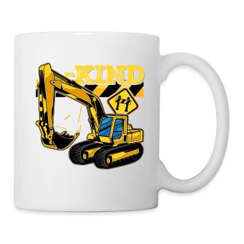 Bagger Baustelle Geburtstag 4 Jahre Geschenk Bau - Tasse - Weiß - Rechts