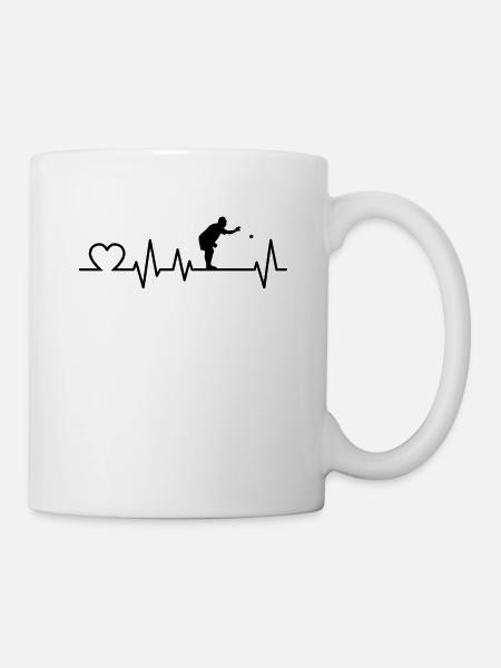 Petanque Herzschlag Kugelstoßer Boule Geschenk - Tasse - Weiß