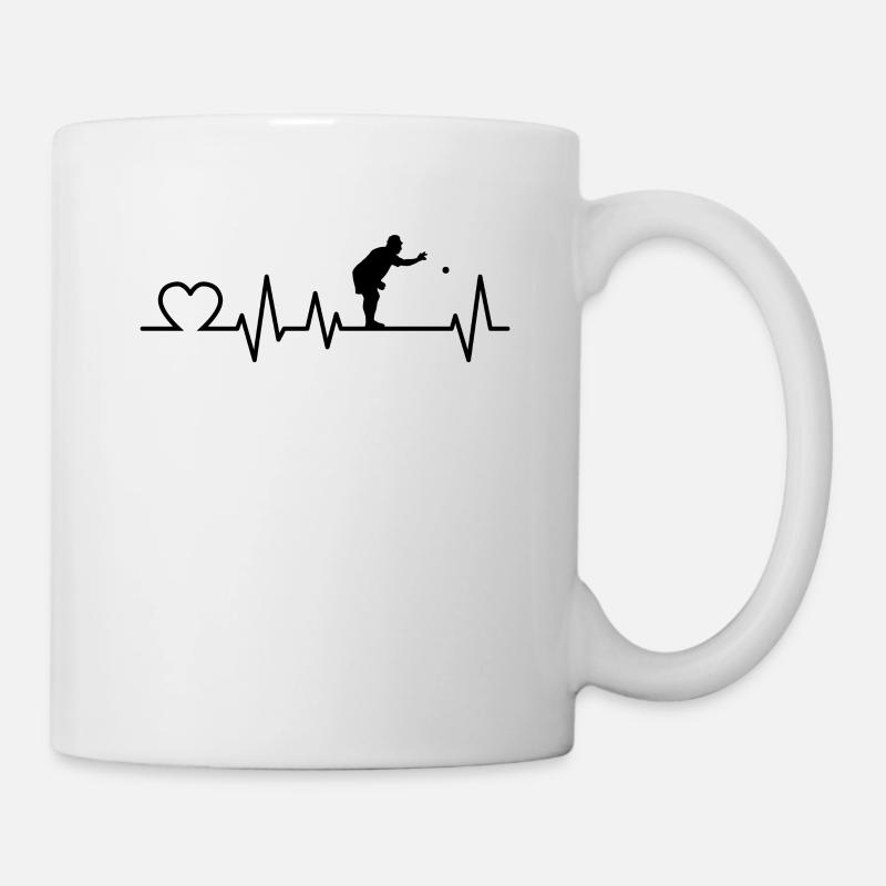 Petanque Herzschlag Kugelstoßer Boule Geschenk - Tasse - Weiß